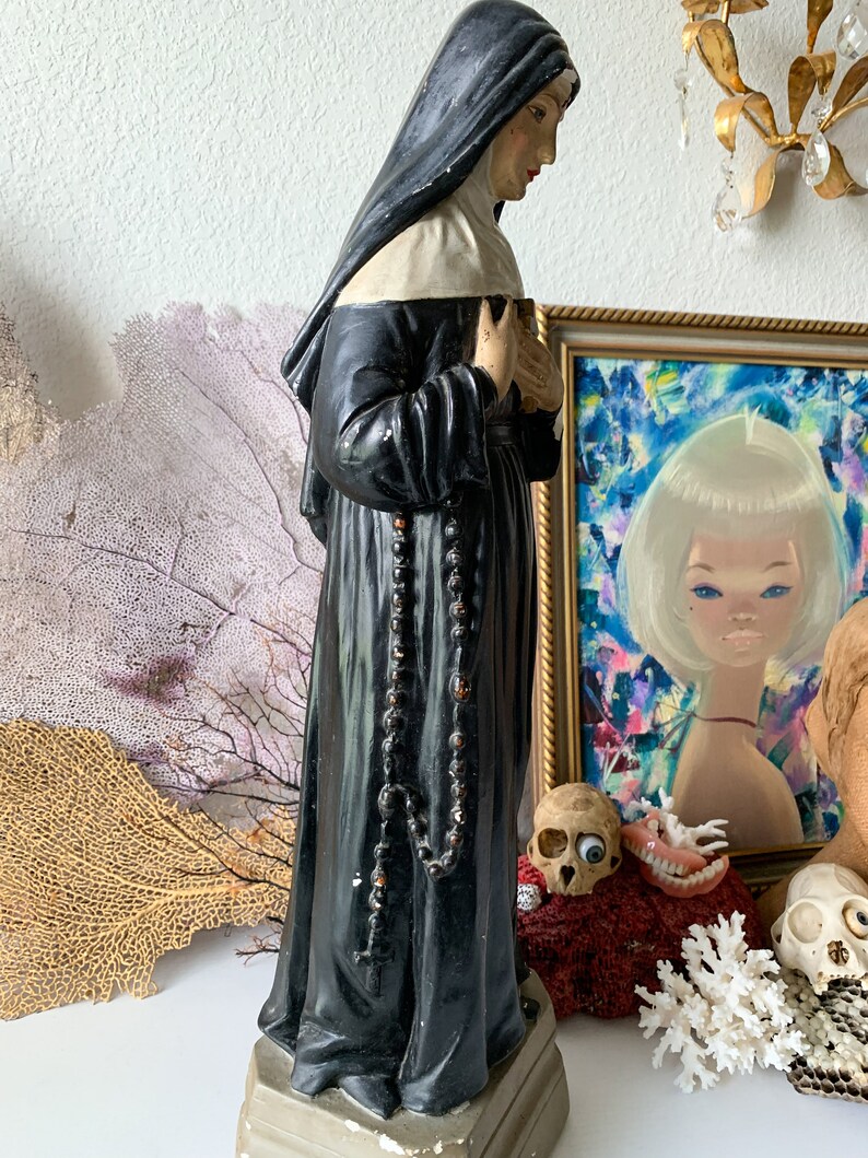 Vintage Nun Statue St Rita of Cascia Plaster Figure Religious Etsy