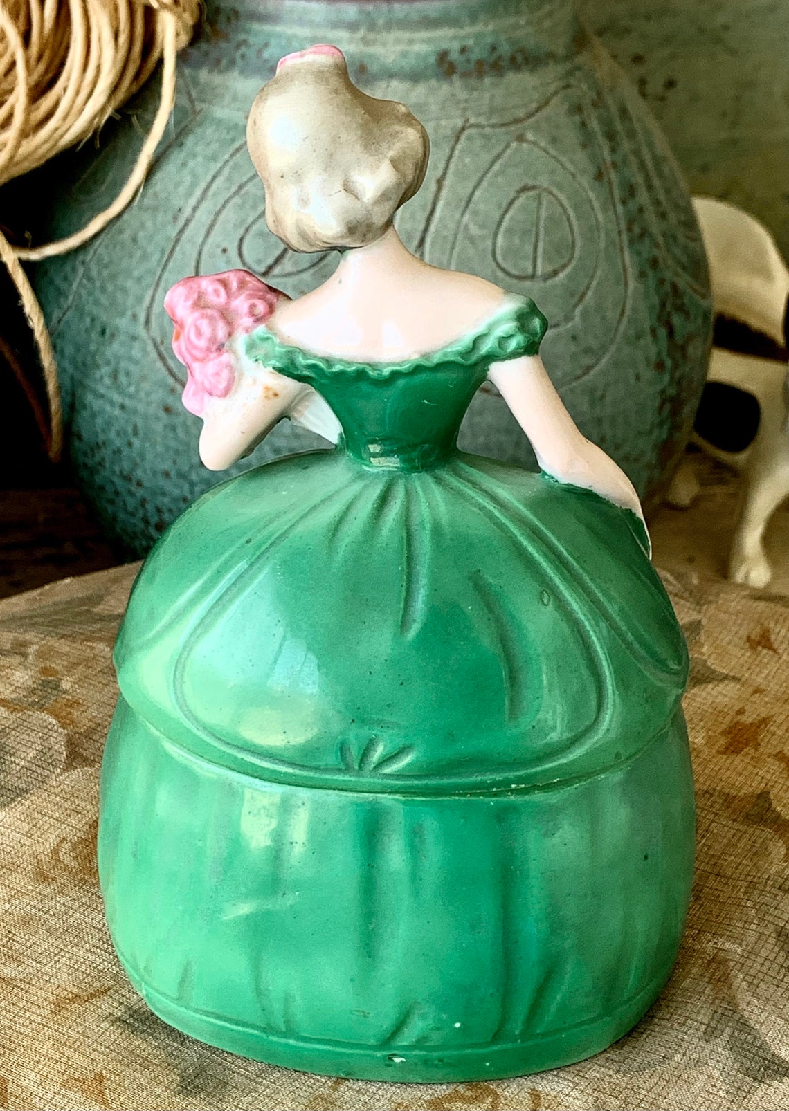 Vintage German Dresser Doll Box Old Porcelain Figural Lady Jar Etsy