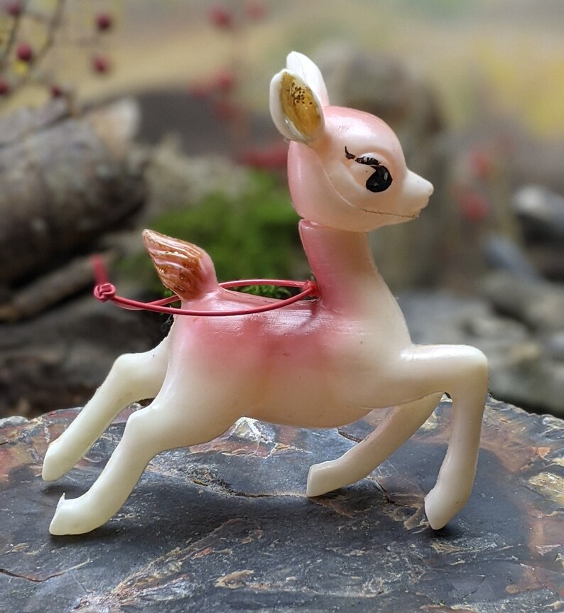 Vintage pink reindeer small retro Hong Kong soft plastic deer Etsy