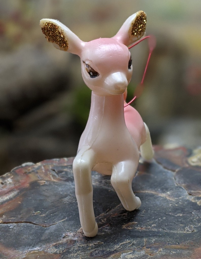 Vintage pink reindeer small retro Hong Kong soft plastic deer | Etsy