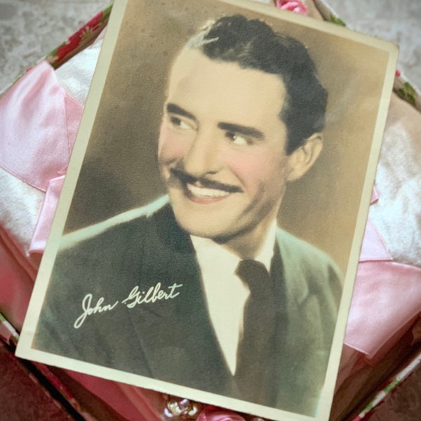 Old vintage John Gilbert photo silent movie star fan celebrity tinted photograph 5 x 7 inch