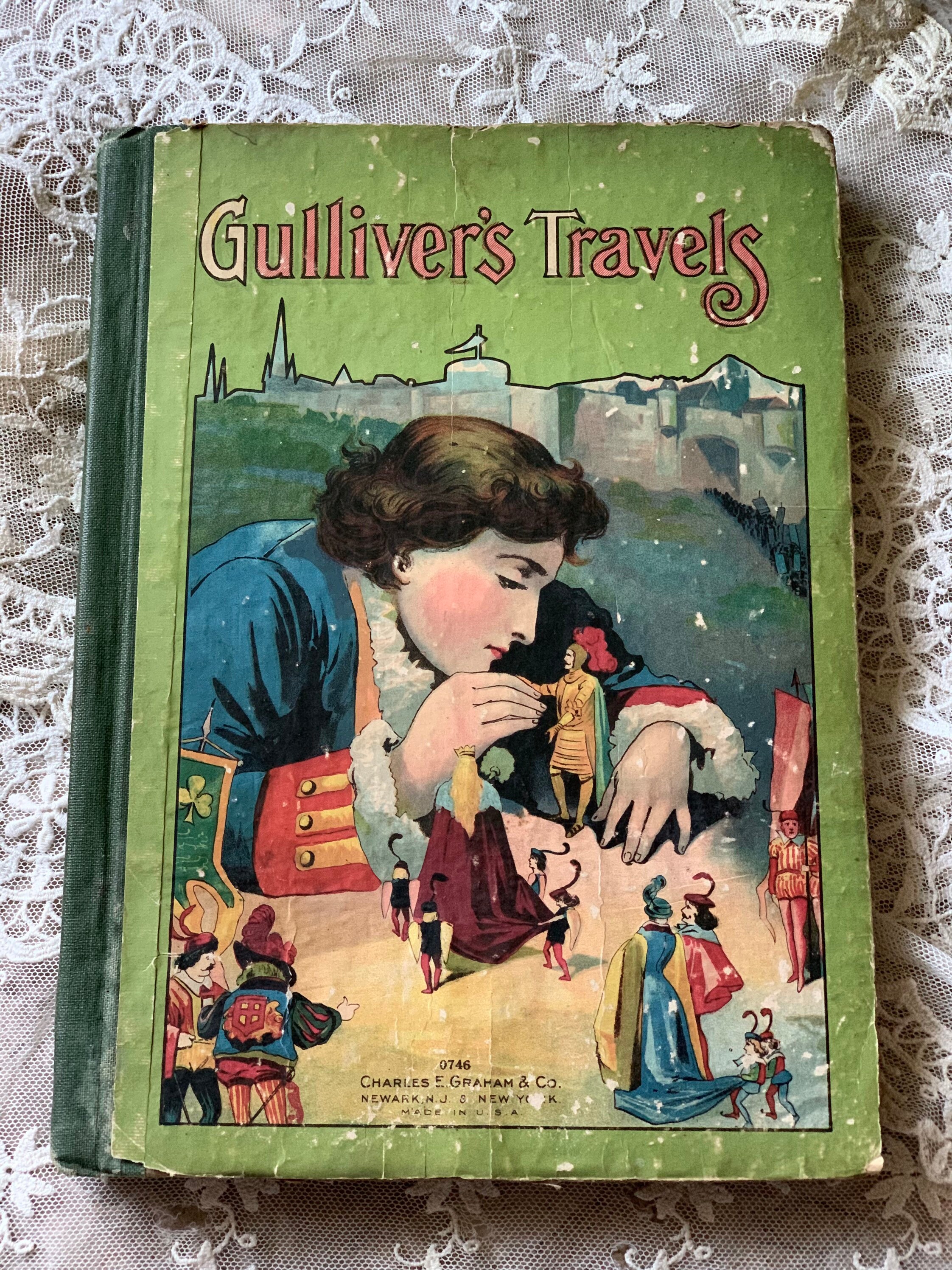 Antique Gulliver's Travels Book Old Children's Illustrated Antique Gulliver's Travels Book Old Children's Illustrated