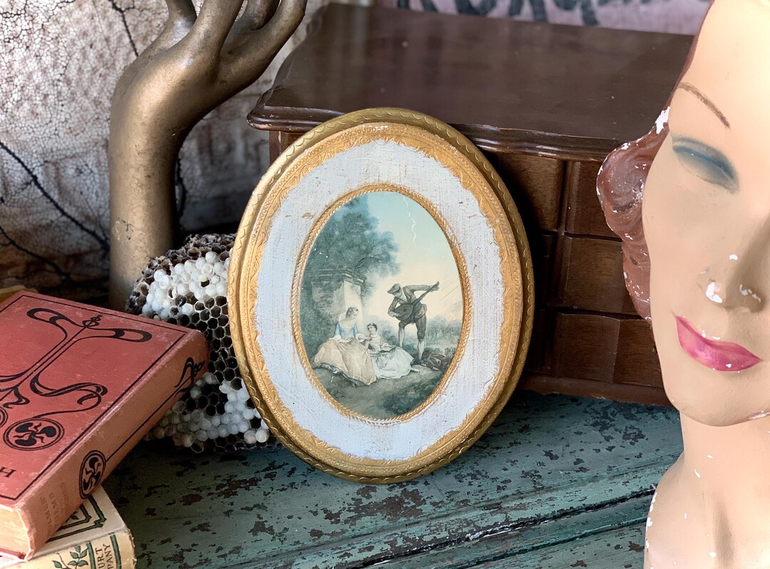 Vintage Italian Print Gold Wood Plaque Florentine Wall Picture - Etsy