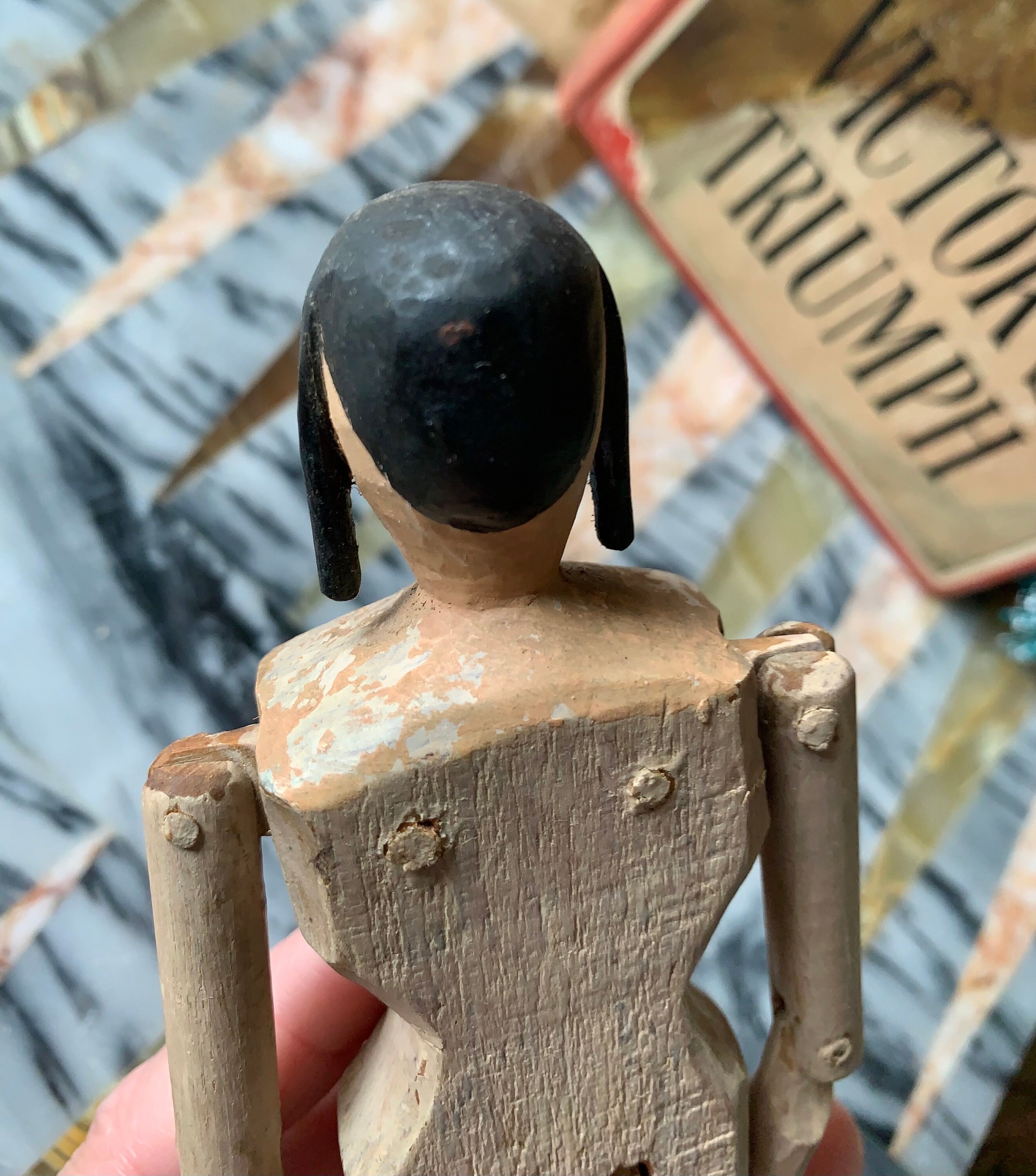 Antique Doll Wood Folk Art Doll Hand Carved Peg Jointed Primitive - Etsy