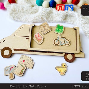 POST BÜRO Puzzle Spielzeug | Laser Cut Datei | SVG | Montessori Spielzeug | Diy Set | Holzspielzeug | Digitale Datei nur | Glowforge