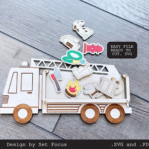 FIRE TRUCK puzzle toy | Laser Cut File | SVG | montessori toys | diy set | wood toys | Digital File Only | Glowforge