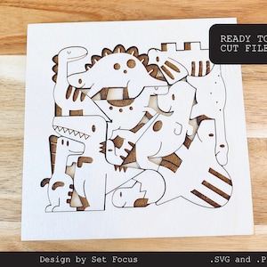 DINOSAUR PUZZLE mind game /Laser Cut File / SVG / montessori toys / diy set / wood toys / Digital File Only