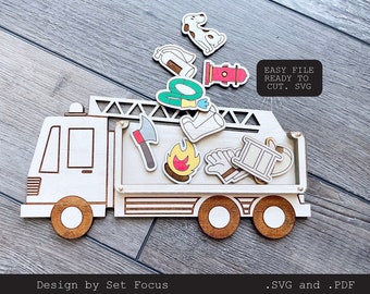 Fire Truck Puzzle Toy Laser Cut File | Montessori SVG (Digital File Only)