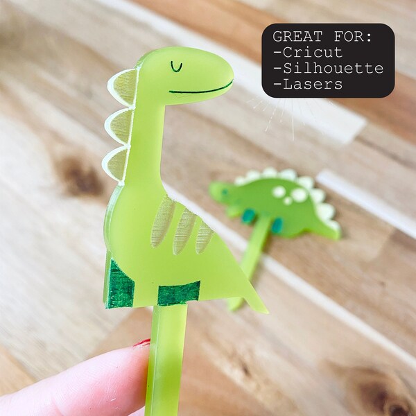 DINOSAUR CAKETOPPER / Dinosaur theme party  / Cute dinosaurs / cake topper file set / Laser Cut File / SVG  / Digital File Only