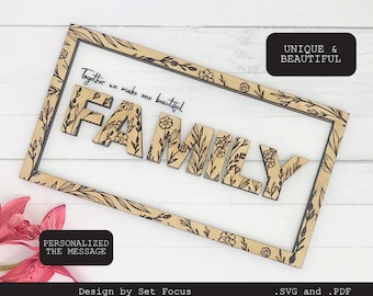 FAMILY QUOTE Frame /Laser Cut File / SVG / Wild Flower designs / personalized frame / family gift | Mom and Dad gift