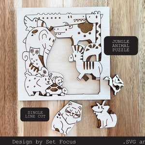 JUNGLE TIER Puzzle Denkspiel | Laser Cut Datei | SVG | Montessori Spielzeug | diy set | Holzspielzeug | Nur digitale Datei | Glühschmiede