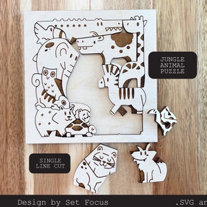 JUNGLE ANIMAL Puzzle mind game | Laser Cut File | SVG | montessori toys | diy set | wood toys | Digital File Only | Glowforge