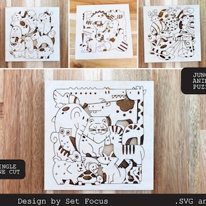 ANIMAL Puzzle BUNDLE mind game | Laser Cut File | SVG | montessori toys | diy set | wood toys | Digital File Only | Glowforge