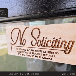 NO SOLICITING sign /Laser Cut File / SVG / Homedecor / No soliciting personalization / small sign / Retro style design / Digital File