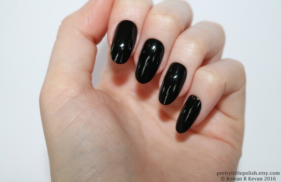 Black Oval Nails Nail Designs Nail Art Nails Stiletto Etsy