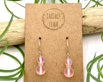 Pink Mermaid Bead Earrings I Aura Quartz Earrings I Mermaid Jewelry