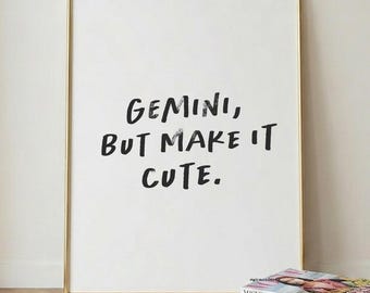 Gemini Zodiac Print, Whimsical Wall Art (Digital Download)