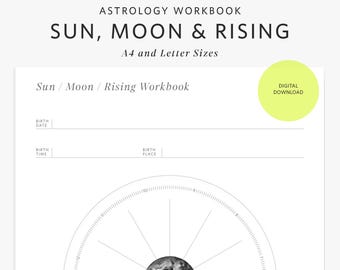Astrology Chart Worksheet | Sun, Moon, Rising Signs (Digital Download)