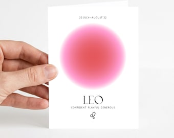 Leo Birthday Card  | Digital Download, PDF Template, A2 Size