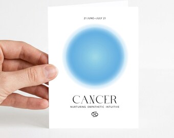 Cancer Zodiac Birthday Card + Envelope | Printable Digital Download | PDF