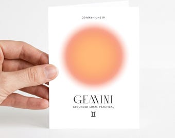 Gemini Birthday Card + Envelope | Printable Digital Download | PDF Template