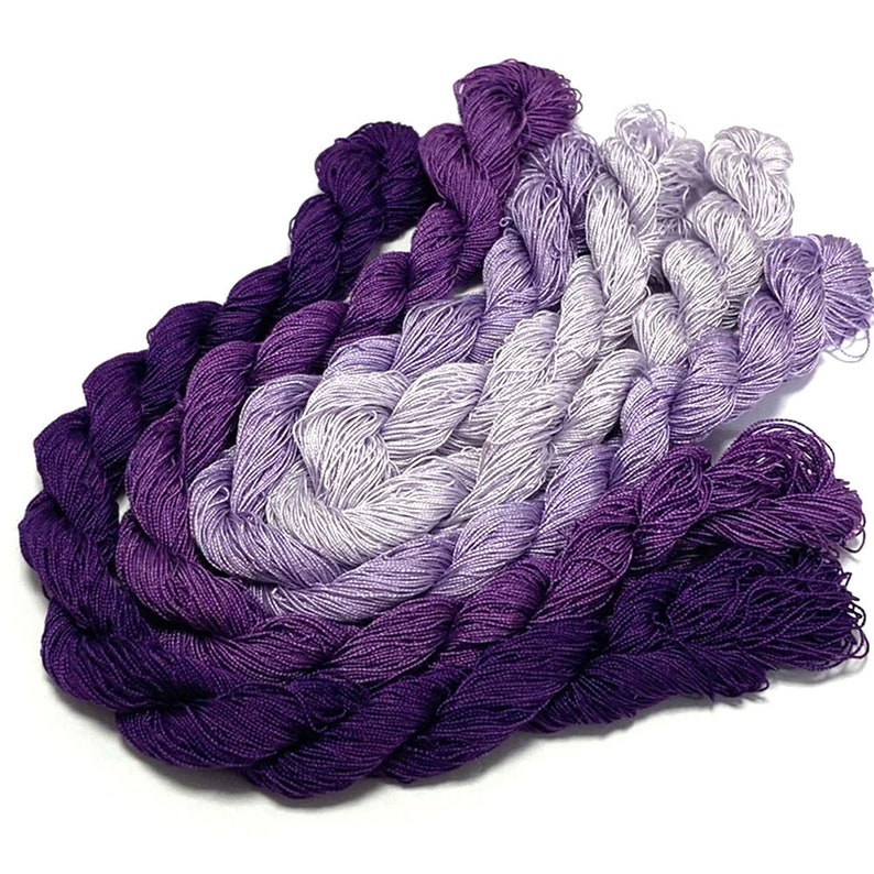 Hand dyed high twist embroidery silk threads