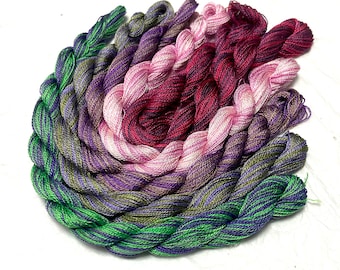 Hand dyed very fine  embroidery silk threads pack