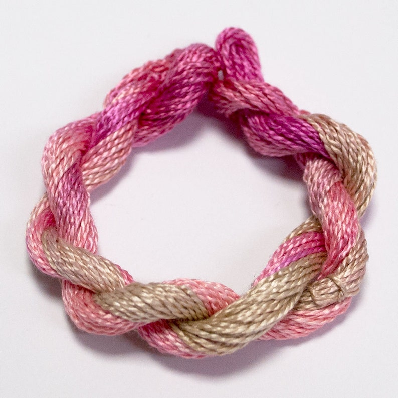Hand dyed embroidery silk threads.
