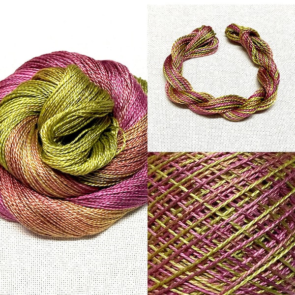 Hand dyed embroidery silk threads.