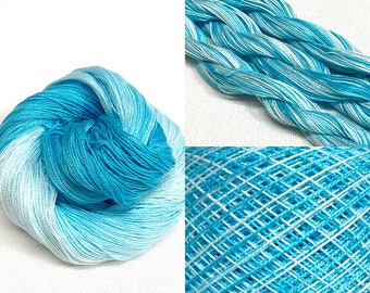 Hand dyed Perle Cotton embroidery threads, Mercerised cotton , Variegated Colour/ 40 meters /single skein/