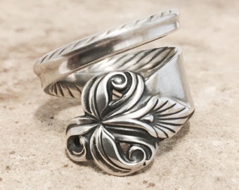 Sterling Silver Spoon Ring circa 1956 - Handmade Silverware Jewelry - Orchid Ring