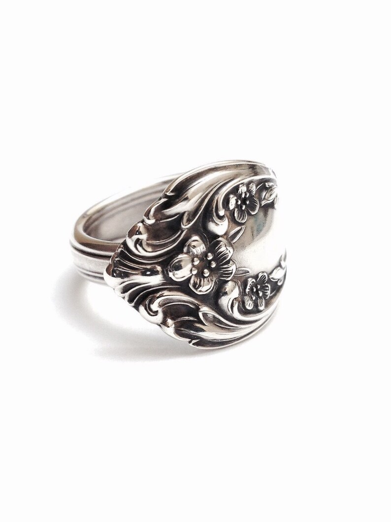 Sterling Silver Spoon Ring circa 1940 Handmade Spoon Ring Silverware Jewelry image 1