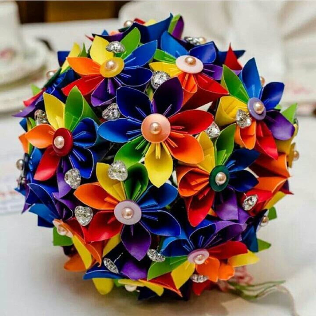 Paper Flower Origami Bouquet Corsage Buttonhole Alternative Etsy