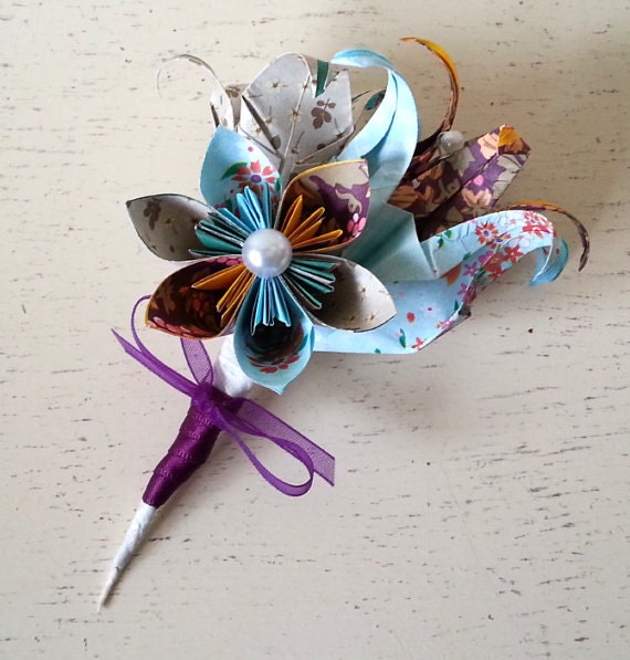 Paper Flower Origami Corsage Buttonhole Alternative Wedding Etsy