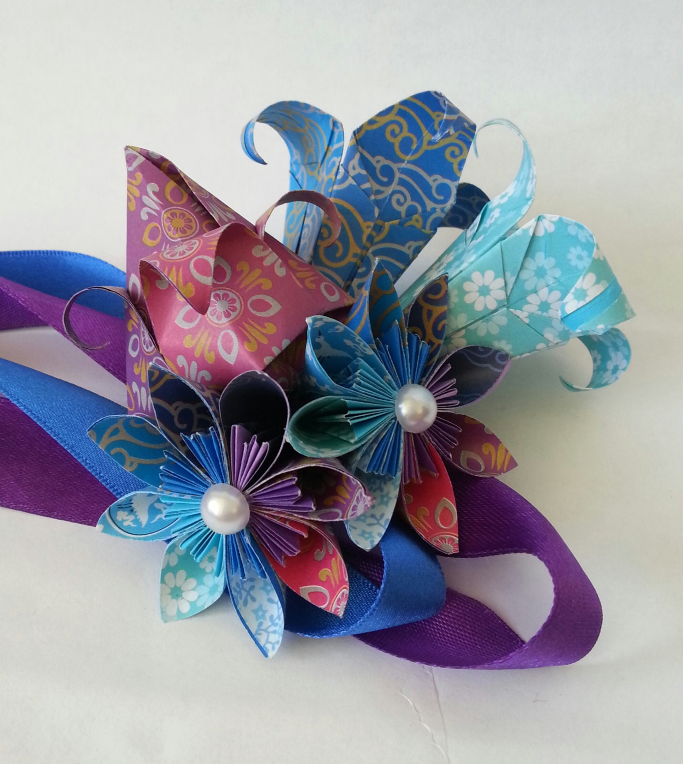 Paper Flower Origami Wrist Tie Corsage Wedding Lily Daisy Etsy