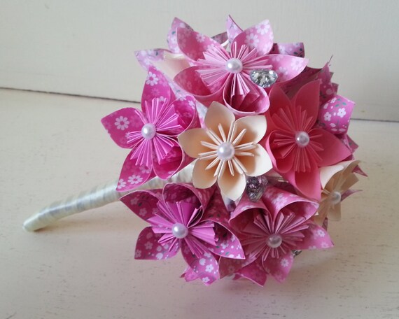 Bouquet Mariage Origami Bleu Turquoise Ciel Orange