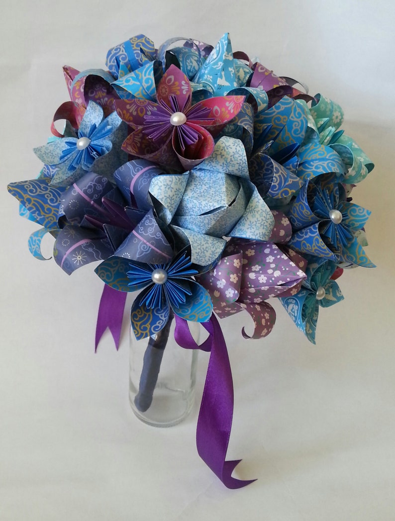 Paper Flower Origami Wedding Bouquet Beach Ocean Theme Lilies Etsy