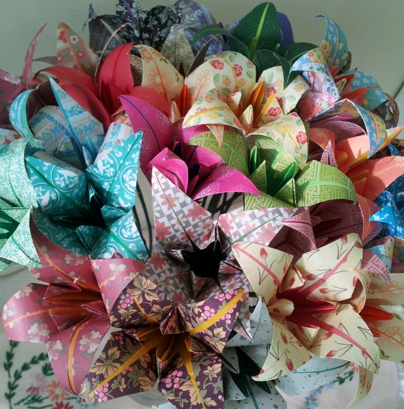 Paper Flowers Lily Origami Bouquet Wedding Paper ...