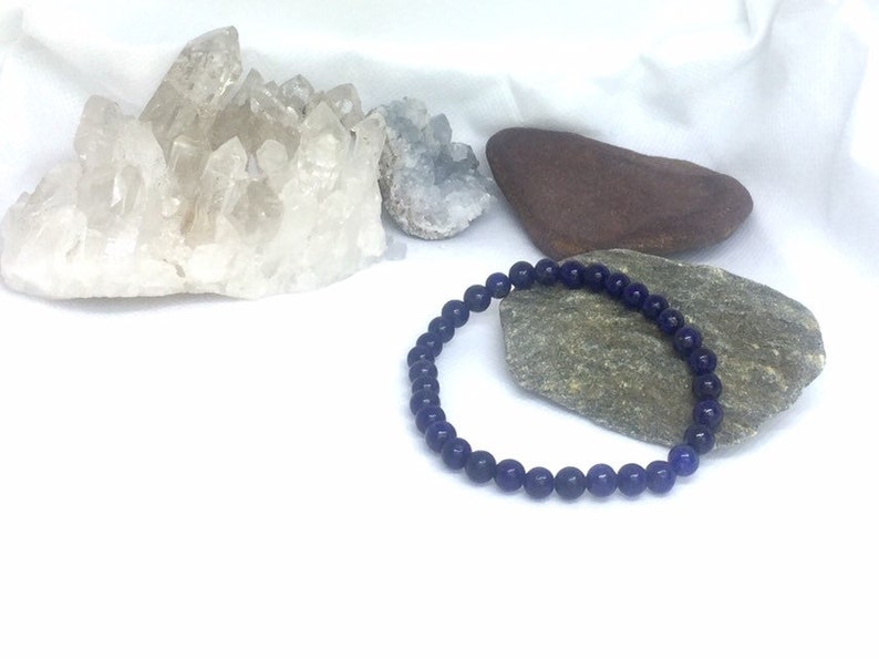 Healing Lapis Lazuli Natural Gemstone Minimalist Beaded Stretch Bracelet 7.5\u201d or 7.75\u201d