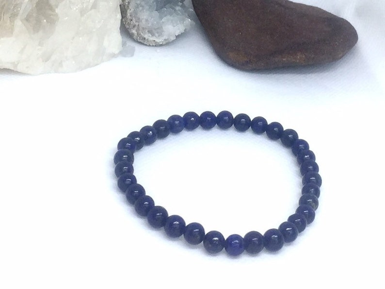 Healing Lapis Lazuli Natural Gemstone Minimalist Beaded Stretch Bracelet 7.5\u201d or 7.75\u201d
