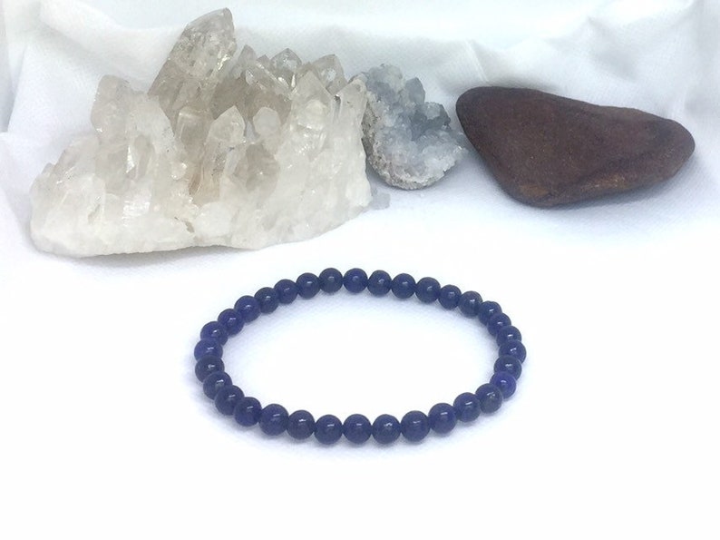 Healing Lapis Lazuli Natural Gemstone Minimalist Beaded Stretch Bracelet 7.5\u201d or 7.75\u201d