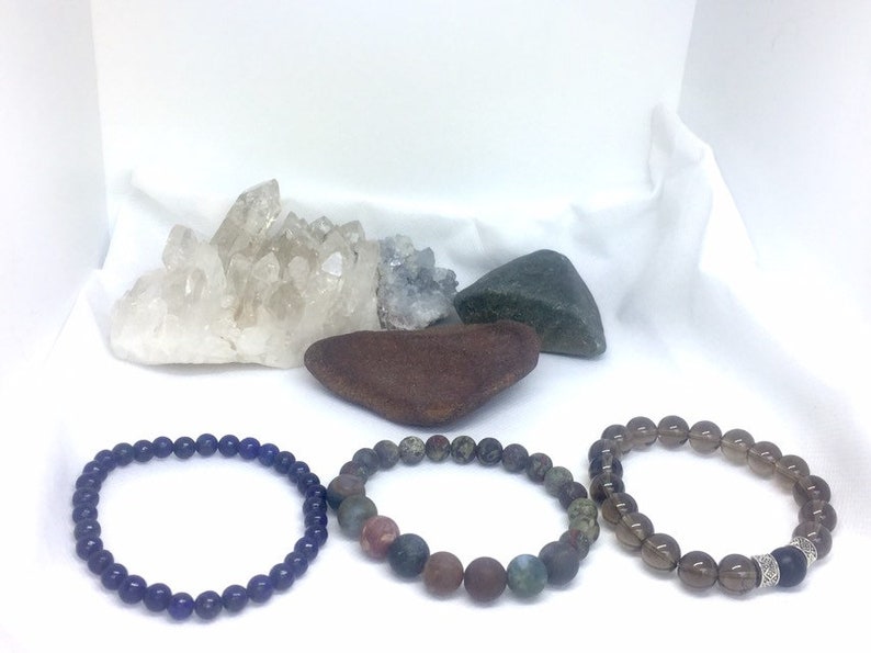Healing Lapis Lazuli Natural Gemstone Minimalist Beaded Stretch Bracelet 7.5\u201d or 7.75\u201d