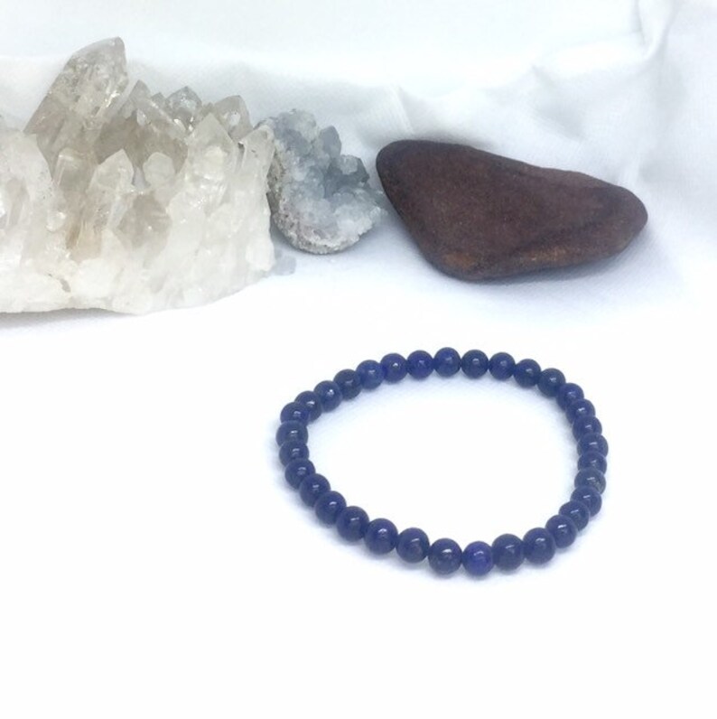 Healing Lapis Lazuli Natural Gemstone Minimalist Beaded Stretch Bracelet 7.5\u201d or 7.75\u201d