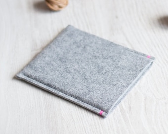 Custom Handmade iPad Mini Sleeve, Light Grey Felt With A Touch Of Color