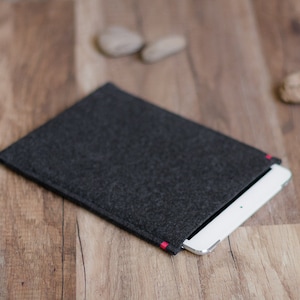 Soft Felt iPad Mini Sleeve, Anthracite Felt With A Color Accent