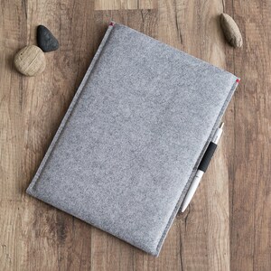 Surface Pro Case Cover Sleeve, Minimalist Light Grey Soft Felt Sleeve With A Color Accent