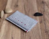 LG phone case sleeve - light grey felt, dotted