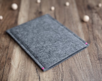 Housse de protection pour pochette Kobo, feutre gris, fait main