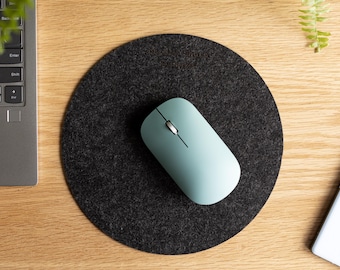 Minimalist Anthracite Felt Mouse Pad with Anti-Skid Underside - Thin 2mm, Vegan Felt