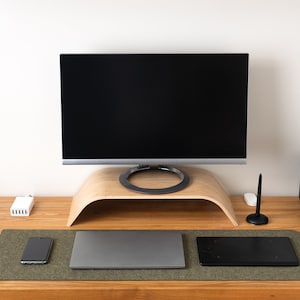 Table Mat Dark Olive Felt, Minimalist Table Pad,  Soft and Comfy Desktop Mat, Felt Desk Mat